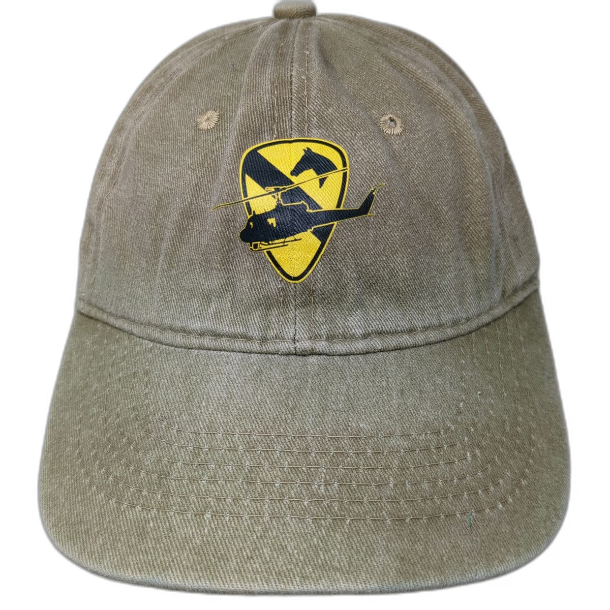Beige Baseball Cap One Size 1st Cavalry Huey Helicopter Patch Slideback Hat
