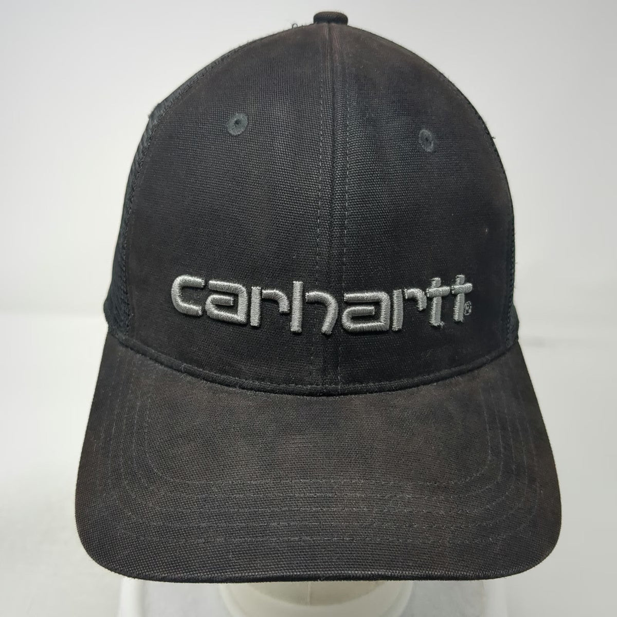 Carhartt Trucker Hat Black Gray One Size Snapback Mesh Embroidered Canvas Logo