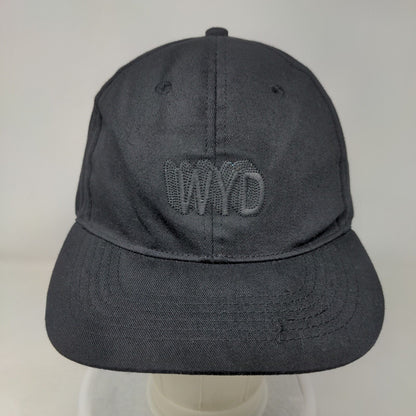 WYD Strapback Hat Black One Size Adjustable Embroidered Vented Holes 6 Panel