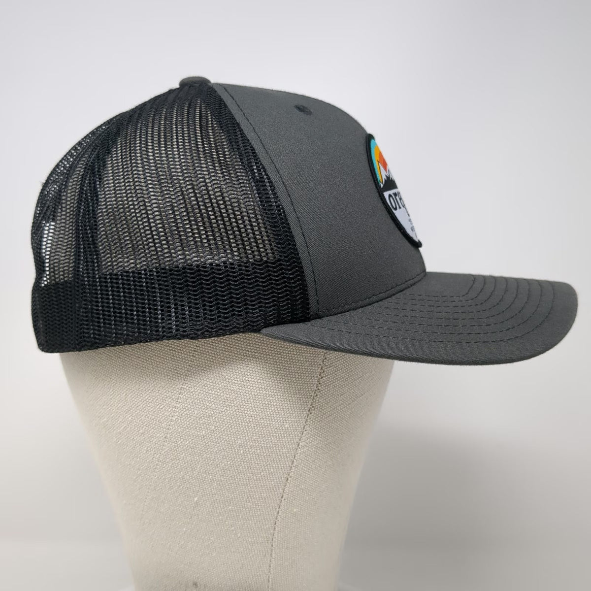 Yupoong Trucker Hat Gray One Size Oregon Mountains State Motto Mesh Snapback