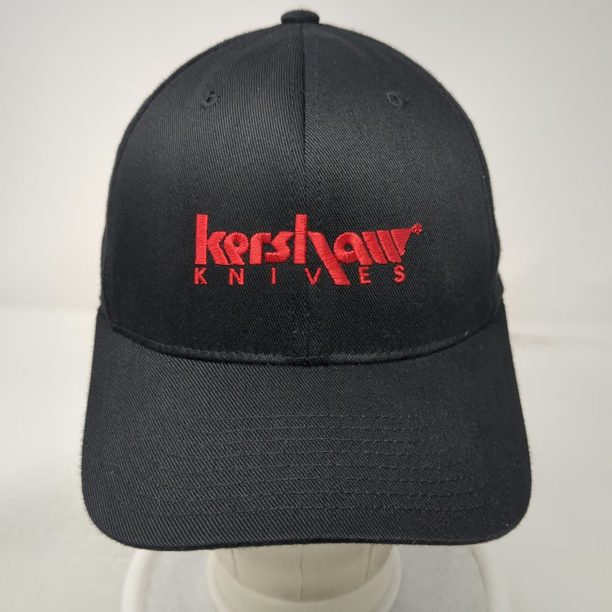 Kershaw Knives Flexfit Baseball Cap Hat Black Red Size M Curved Brim Structured