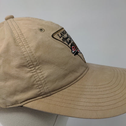 Langara Island Lodge Strapback Hat Tan One Size Adjustable Embroidered