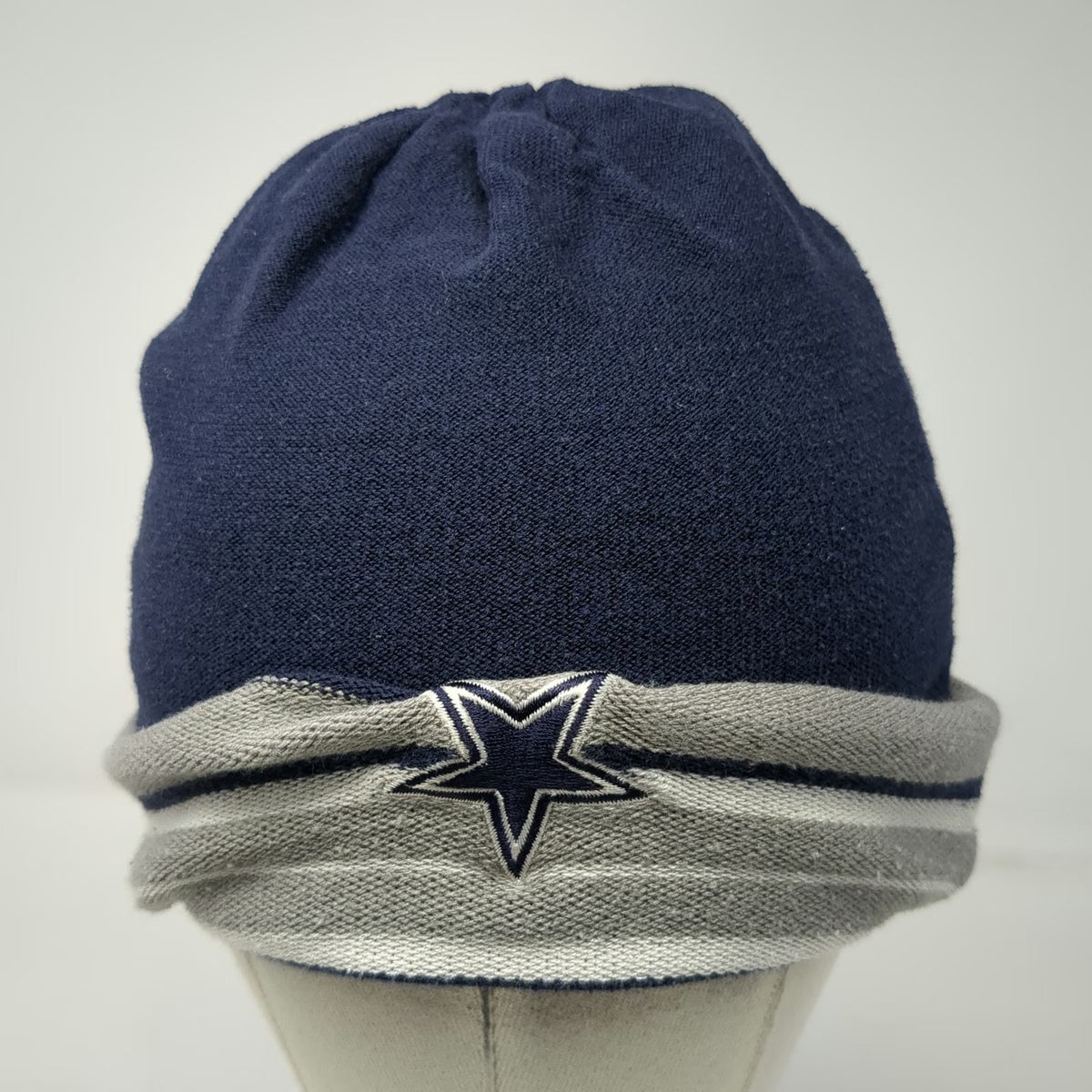 Dallas Cowboys NFL Beanie Blue Gray White One Size Reversible Striped Star Hat