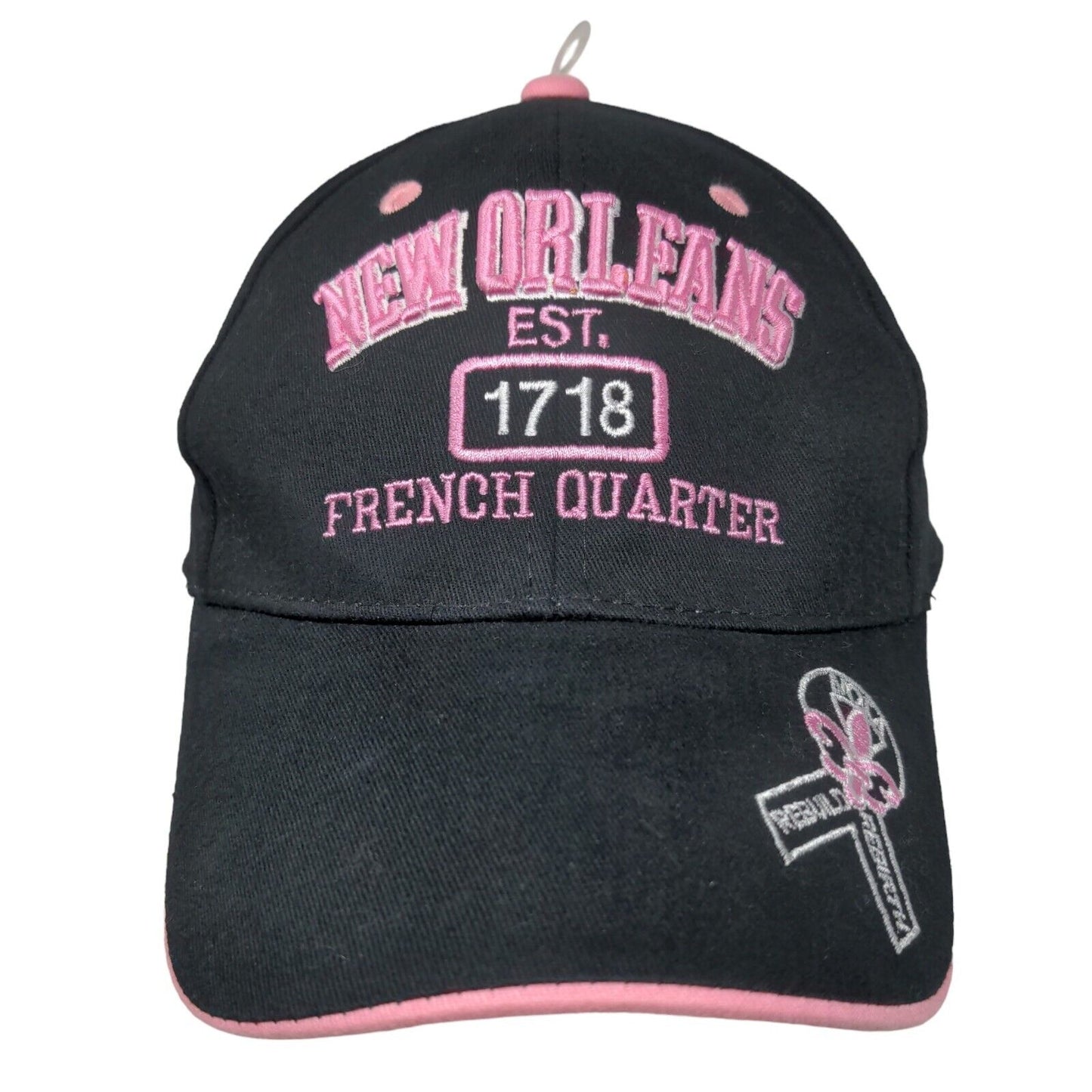 New Orleans Est. 1718 French Quarter Strapback Hat Black One Size Embroidered
