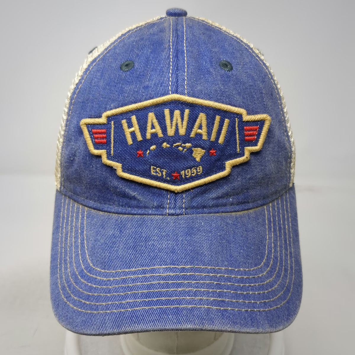 Legacy Trucker Hat Blue One Size Hawaii Map Patch Mesh Snapback Green Under