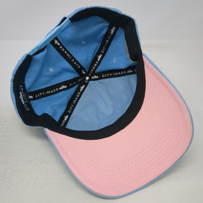 City Image 5 Panel Blue One Size Skyline Pink Underbrim Side Patch Snapback Hat