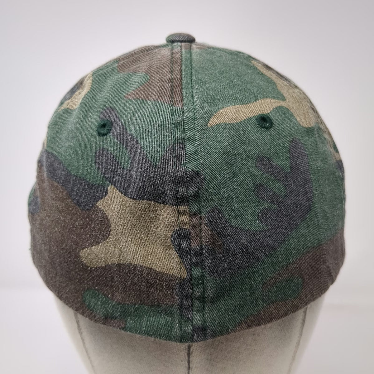 Flexfit Baseball Cap Green Camo XL Diamond Gym Logo Stretch Fit Woodland Hat