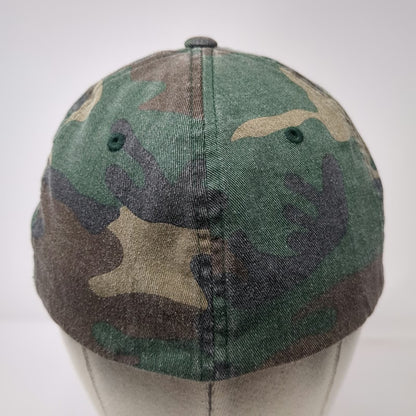 Flexfit Baseball Cap Green Camo XL Diamond Gym Logo Stretch Fit Woodland Hat