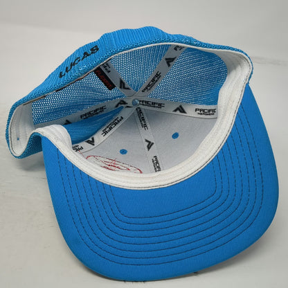 Pacific Headwear Baseball Cap Black Blue Size 8 Mesh Flexfit Aztec Welding Hat