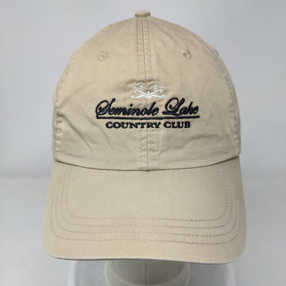 Seminole Lake Country Club Strapback Hat Tan Classic Cut Embroidered