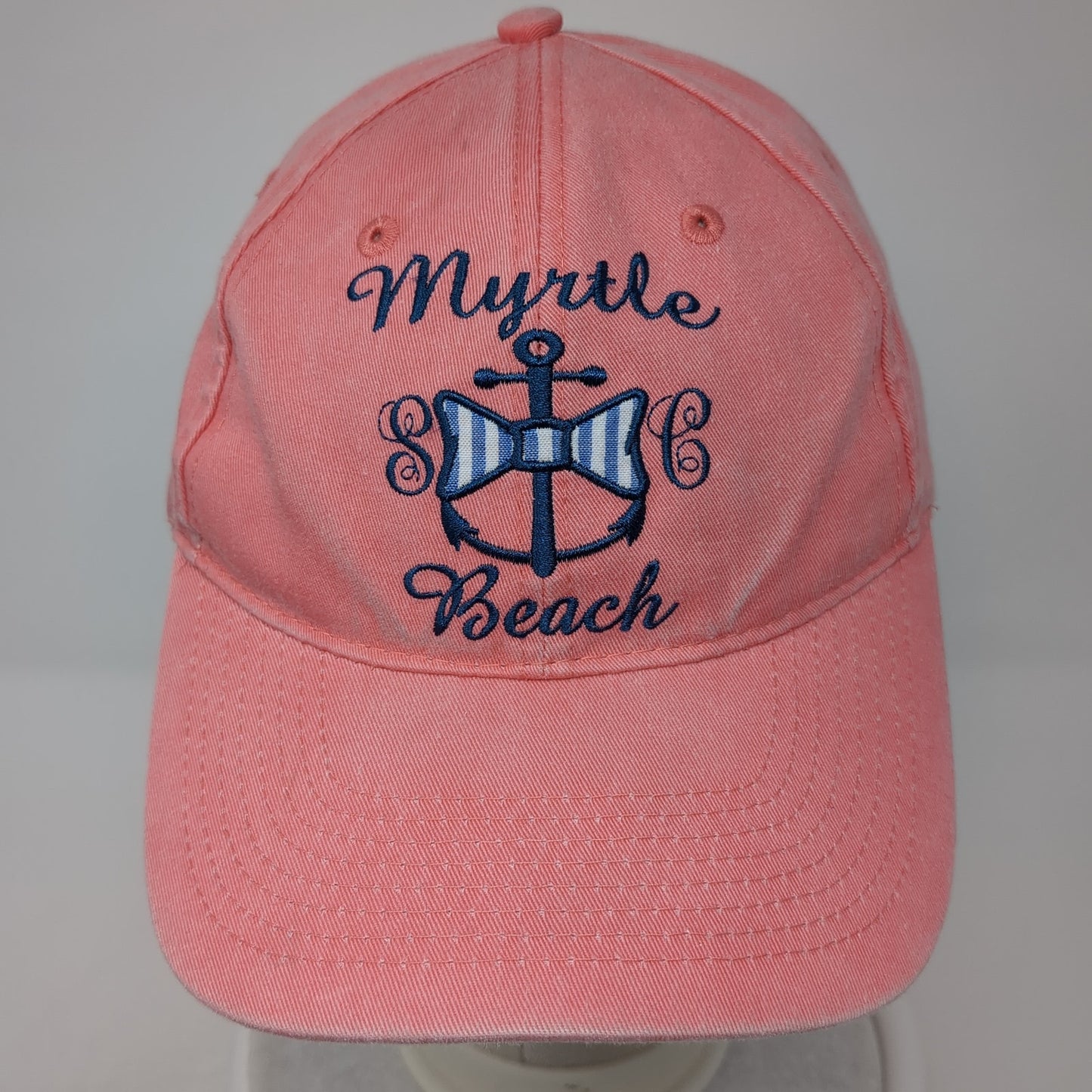 Myrtle Beach Anchor Ribbon Strapback Hat Pink One Size Adjustable