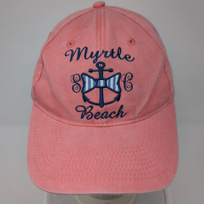 Myrtle Beach Anchor Ribbon Strapback Hat Pink One Size Adjustable