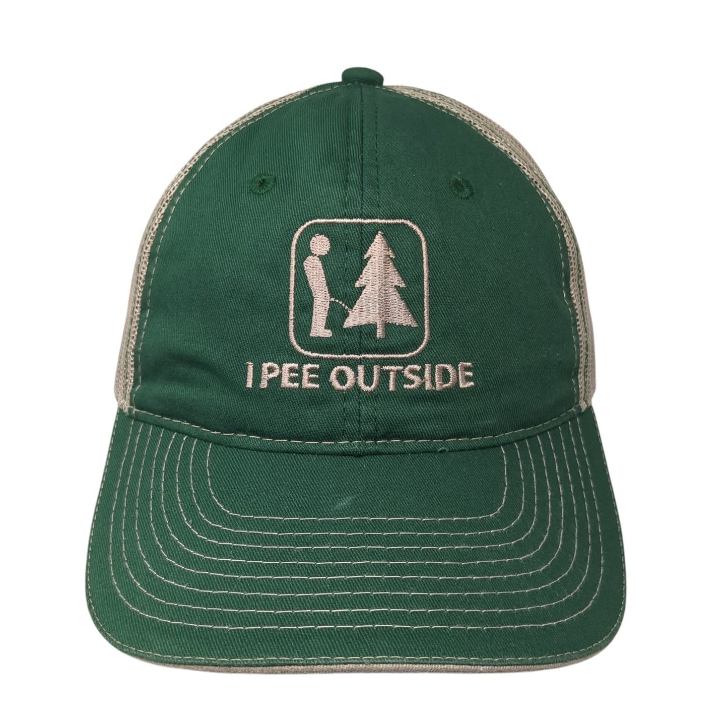 I Pee Outside Snapback Trucker Hat Green One Size Mesh Back Outdoor Cap