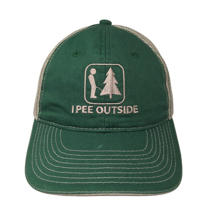 I Pee Outside Snapback Trucker Hat Green One Size Mesh Back Outdoor Cap