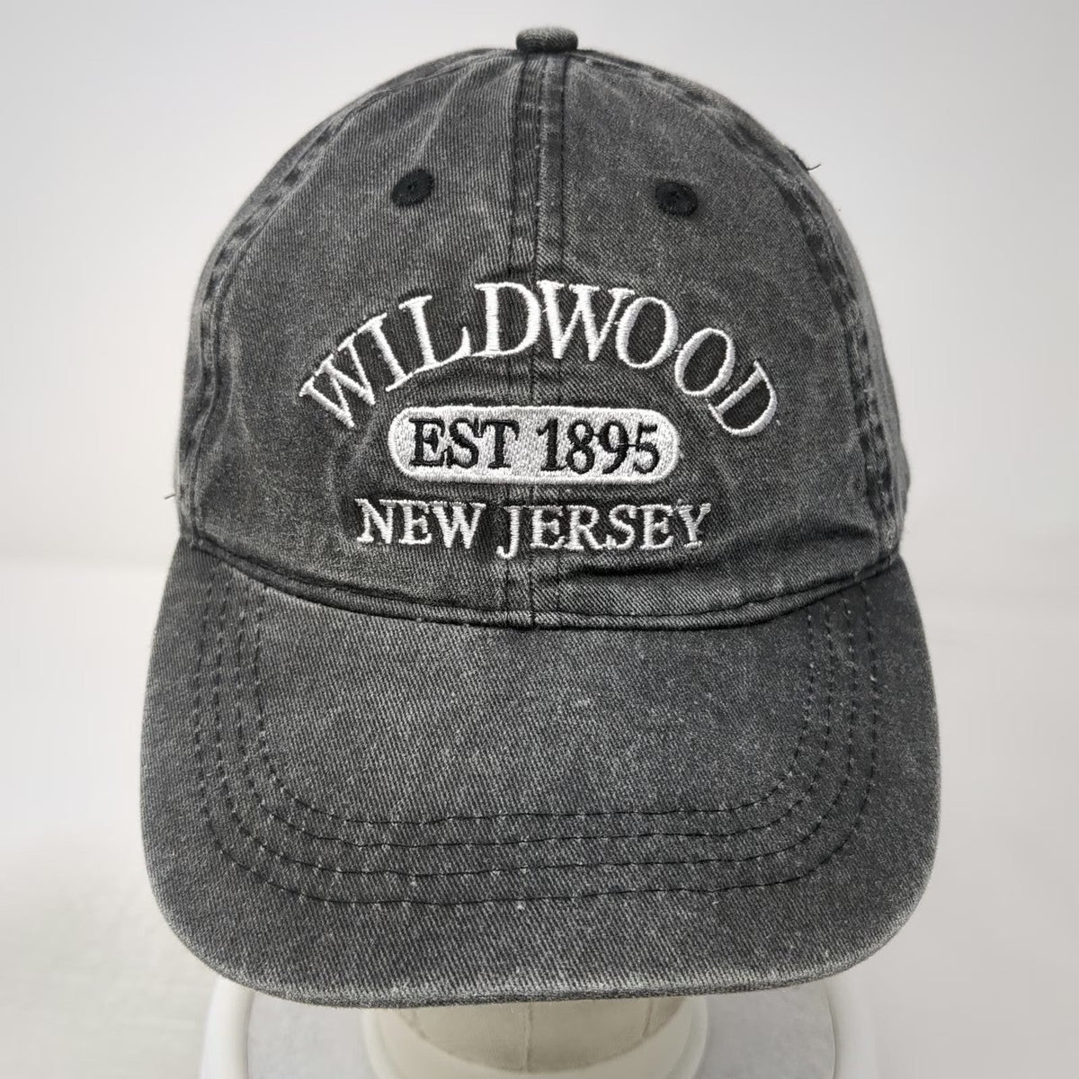 Lucky 7 Wildwood New Jersey Baseball Cap Gray One Size Strapback Embroidered Hat