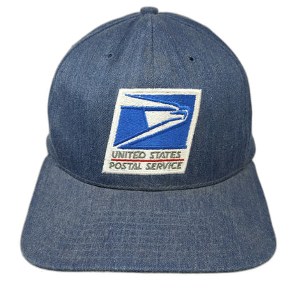 US United States Uniform Company Snapback Blue M USPS Logo Denim Hat USA Vintage
