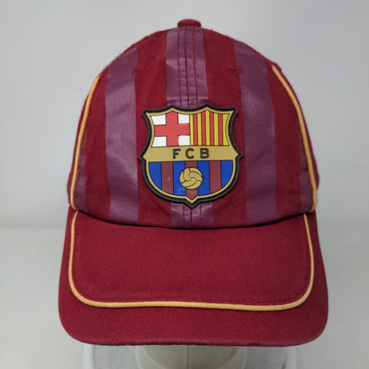 FC Barcelona Slideback Hat Red Striped OSFA Embroidered Logo Adjustable