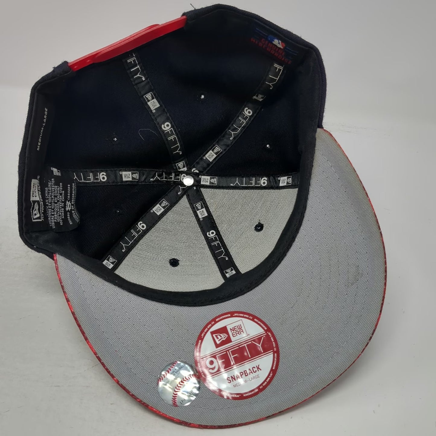 New Era Boston Red Sox MLB Snapback Hat Blue Size L 9FIFTY Flat Brim Patterned