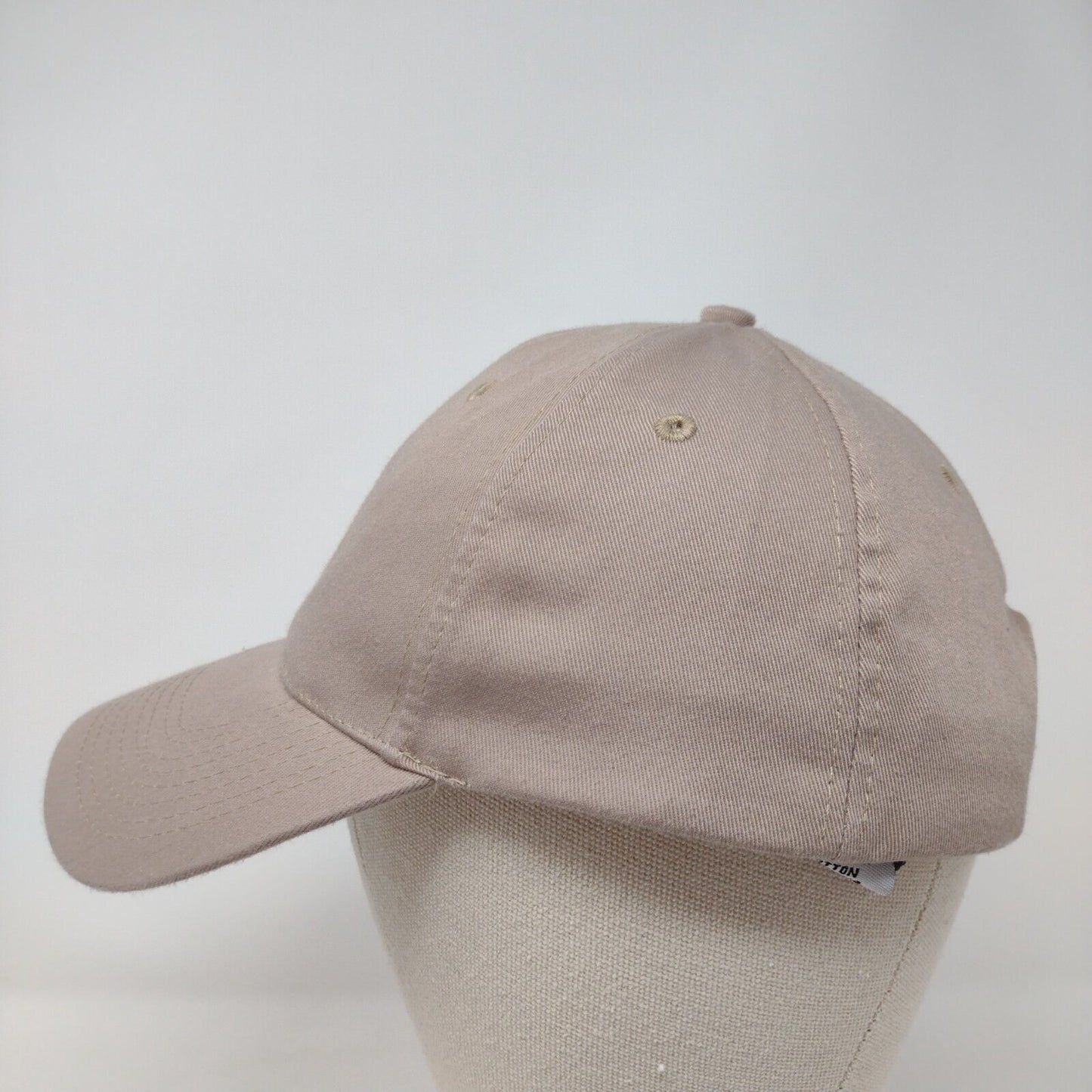 Big Custom Strapback Hat Tan One Size Adjustable Vented Holes 6 Panel Blank