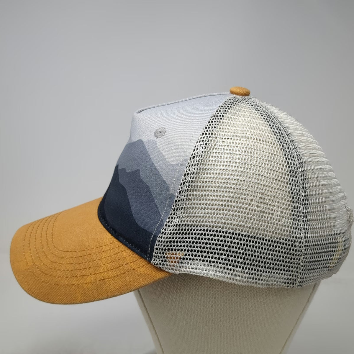 Cirque Montana Mountain Yellow Trucker Hat One Size Snapback Mesh Graphic Cap