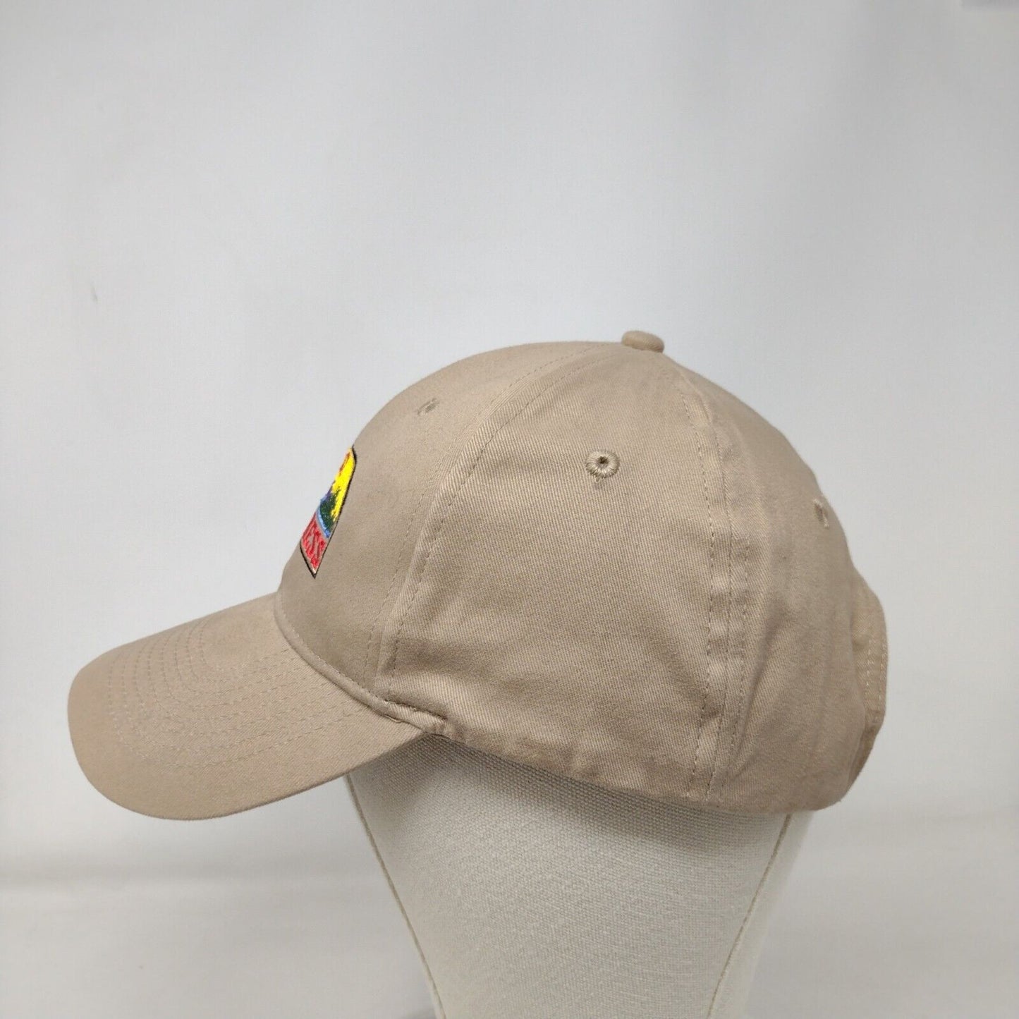 Boise Mattress Strapback Hat Tan OSFA Adjustable Embroidered 6 Panel Cotton