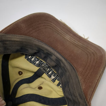Caterpillar Baseball Cap Brown One Size Slideback Frayed Edge Dirt Slogan Hat