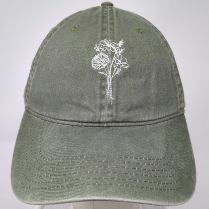 Otto Baseball Cap Green One Size Floral Flower Bouquet Adjustable Slideback Hat