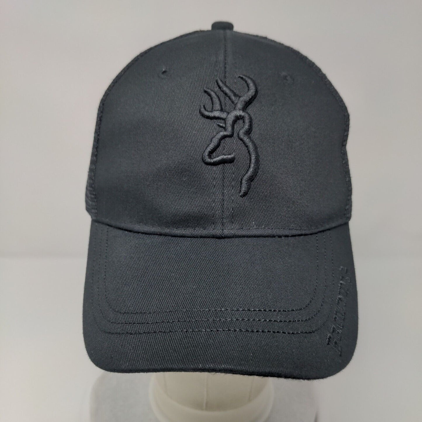 Browning Snapback Trucker Hat Black One Size Adjustable Mesh Back Embroidered