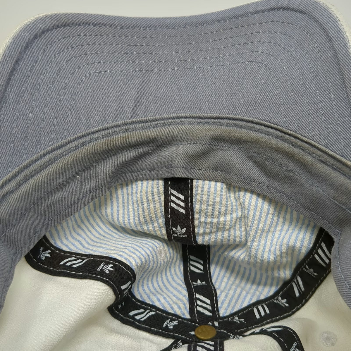 Adidas Baseball Cap White One Size Trefoil Logo Slideback Cotton Embroidered Hat