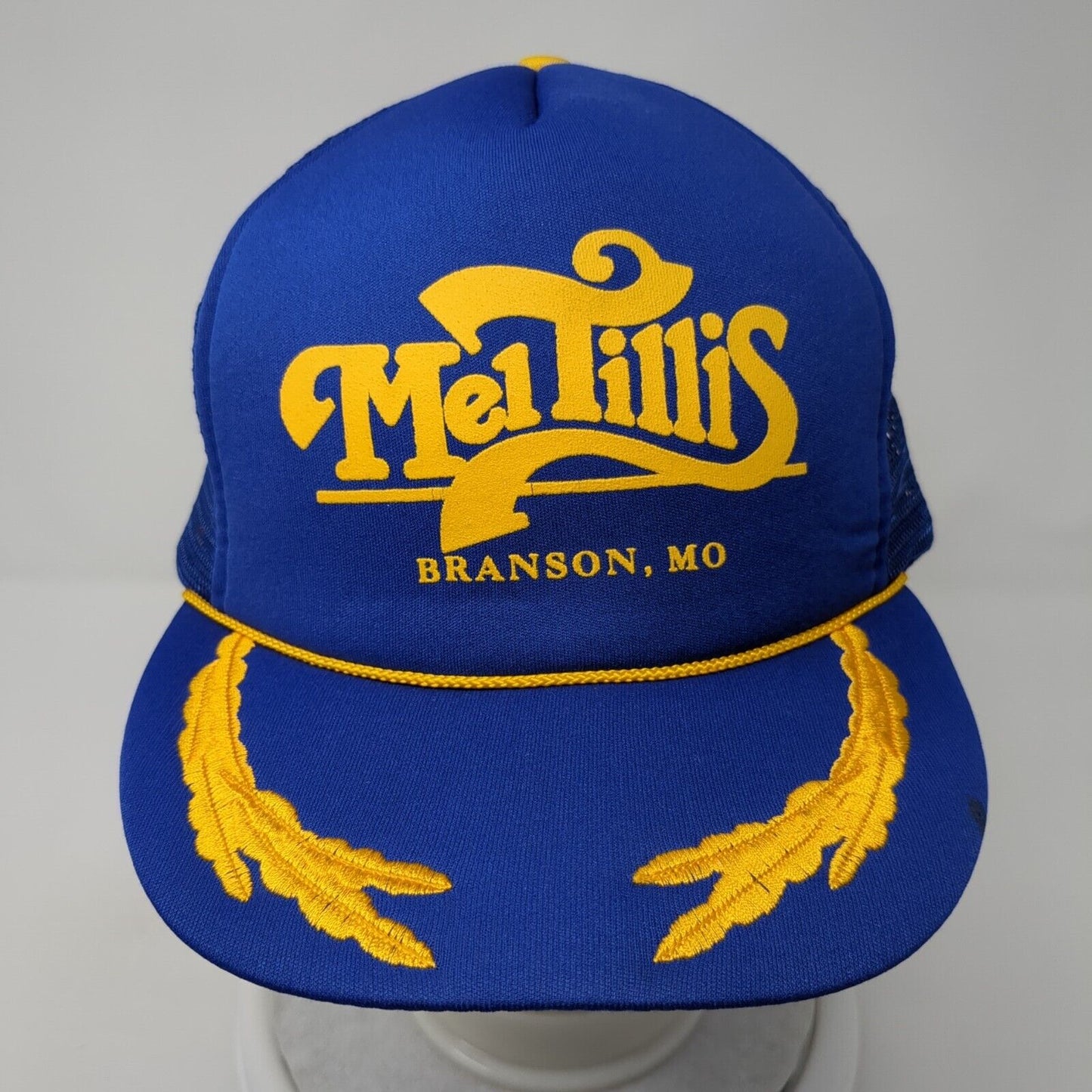Mel Tillis Branson MO Snapback Rope Trucker Hat Blue One Size Mesh Back