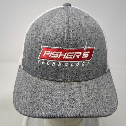 Pacific Headwear Trucker Hat Gray White OSFM Fishers Technology Mesh Snapback