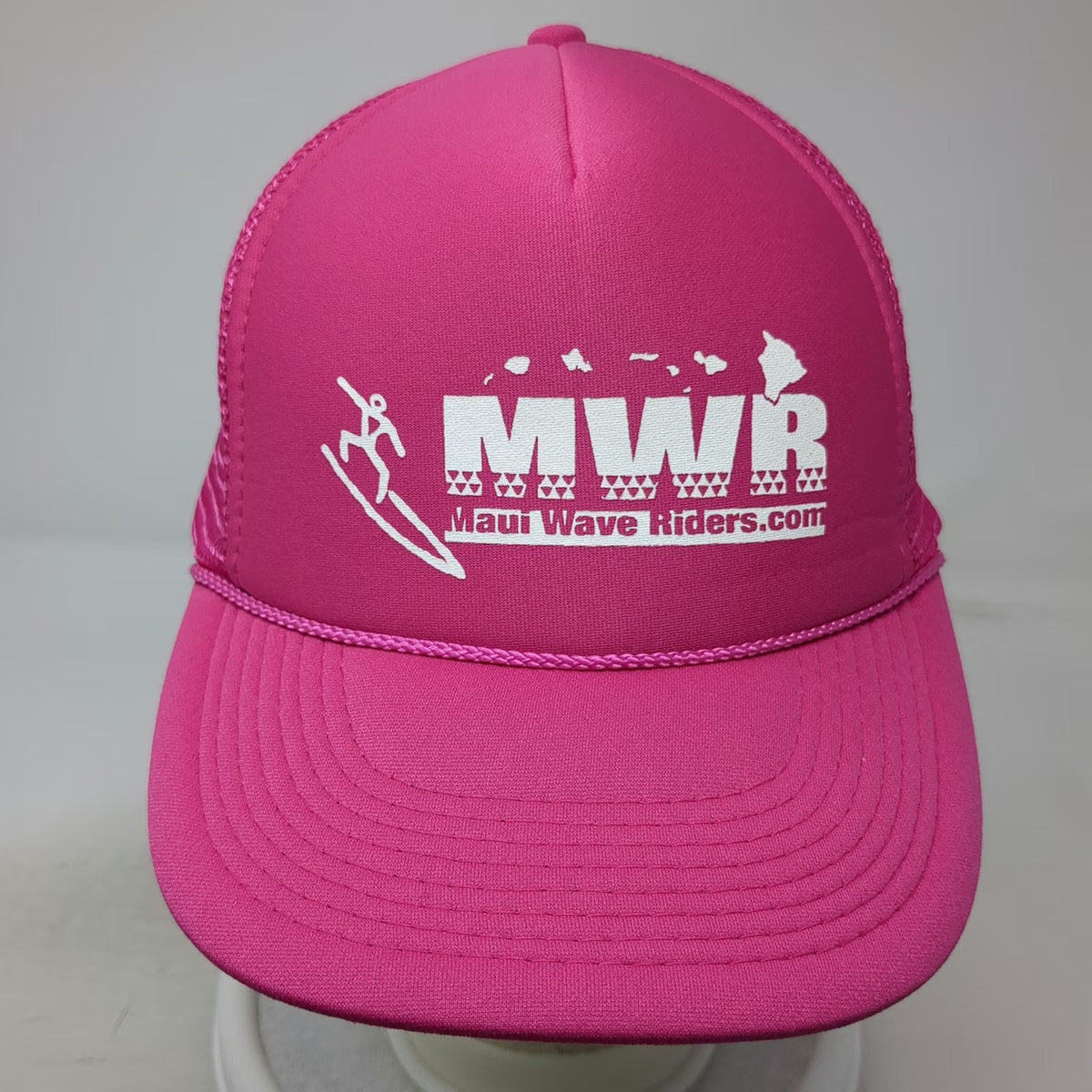 Otto Trucker Hat Pink One Size MWR Maui Wave Riders Surfing Mesh Snapback Hawaii