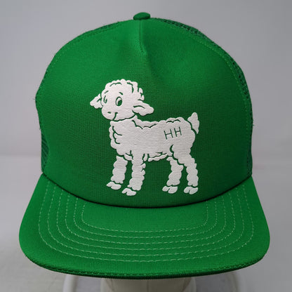 Green One Size Trucker Hat White Mesh Back Snapback Lamb HH Animal Farm Graphic