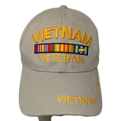 Unbranded Men's Strapback Hat Tan Embroidered Vietnam Veteran Logo Military