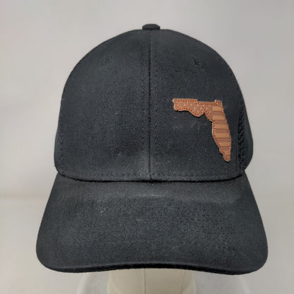 Florida Snapback Trucker Hat Black OSFA Adjustable Embroidered Mesh Back Bayside