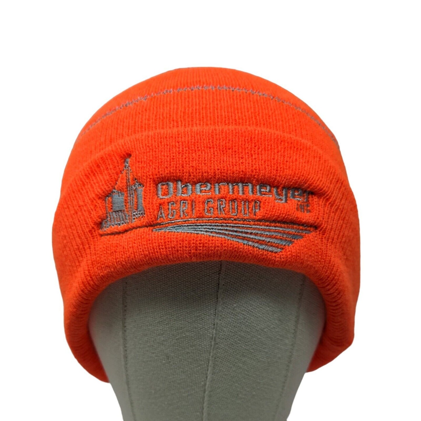 Obermeyer Agri Group Men's Knit Beanie Hat Cap Orange Embroidered Logo Acrylic