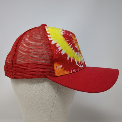 Pit Bull Trucker Hat Red Tie-Dye Bicycle One Size Mesh Snapback Graphic Hat