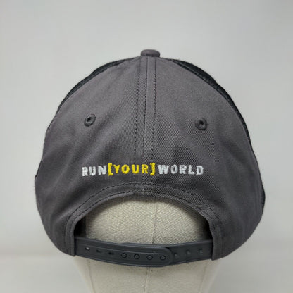 John Deere Snapback Hat Gray OSFA Mesh Trim Run Your World Colorblock