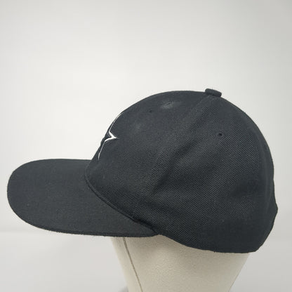 Star Snapback Hat Black One Size Adjustable Embroidered Logo 6 Panel