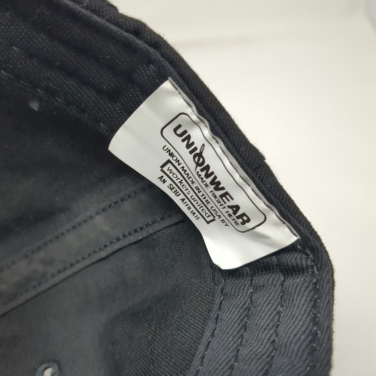 Unionwear Baseball Cap Black One Size Leather Strap Made in USA AFSCME Local 189