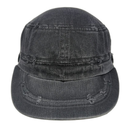 Elastafit Army Cap Black One Size Herringbone Twill Side Buttons Eyelets Hat