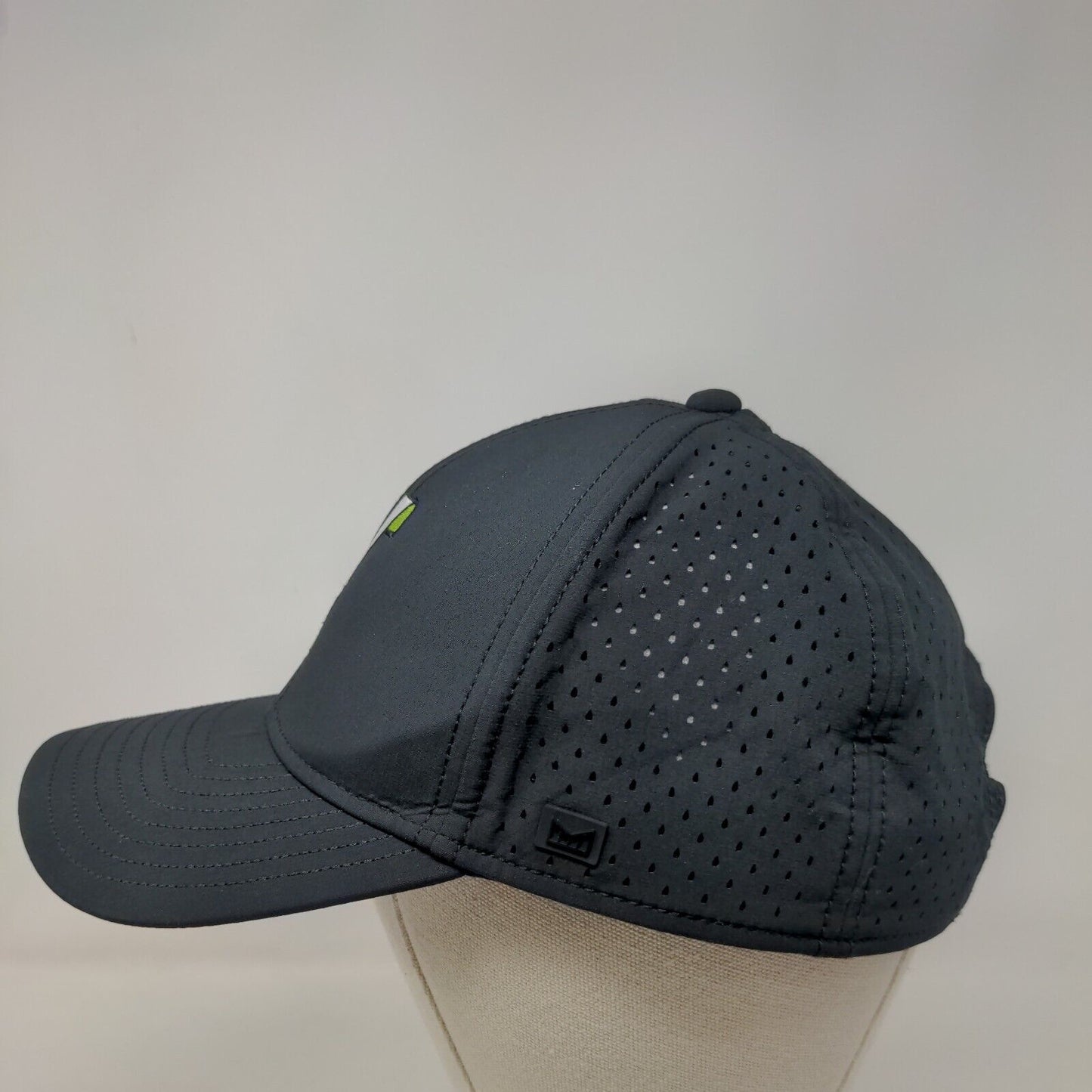 Melin Snapback Hat Black 58cm Embroidered Logo Laser Cut Adjustable