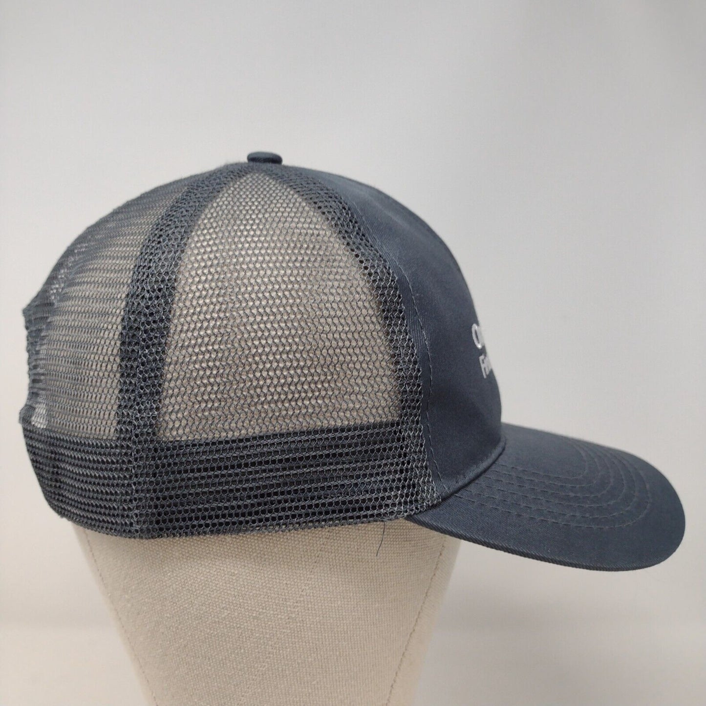 One America Financial Snapback Trucker Hat Gray OSFA Mesh Back Solid