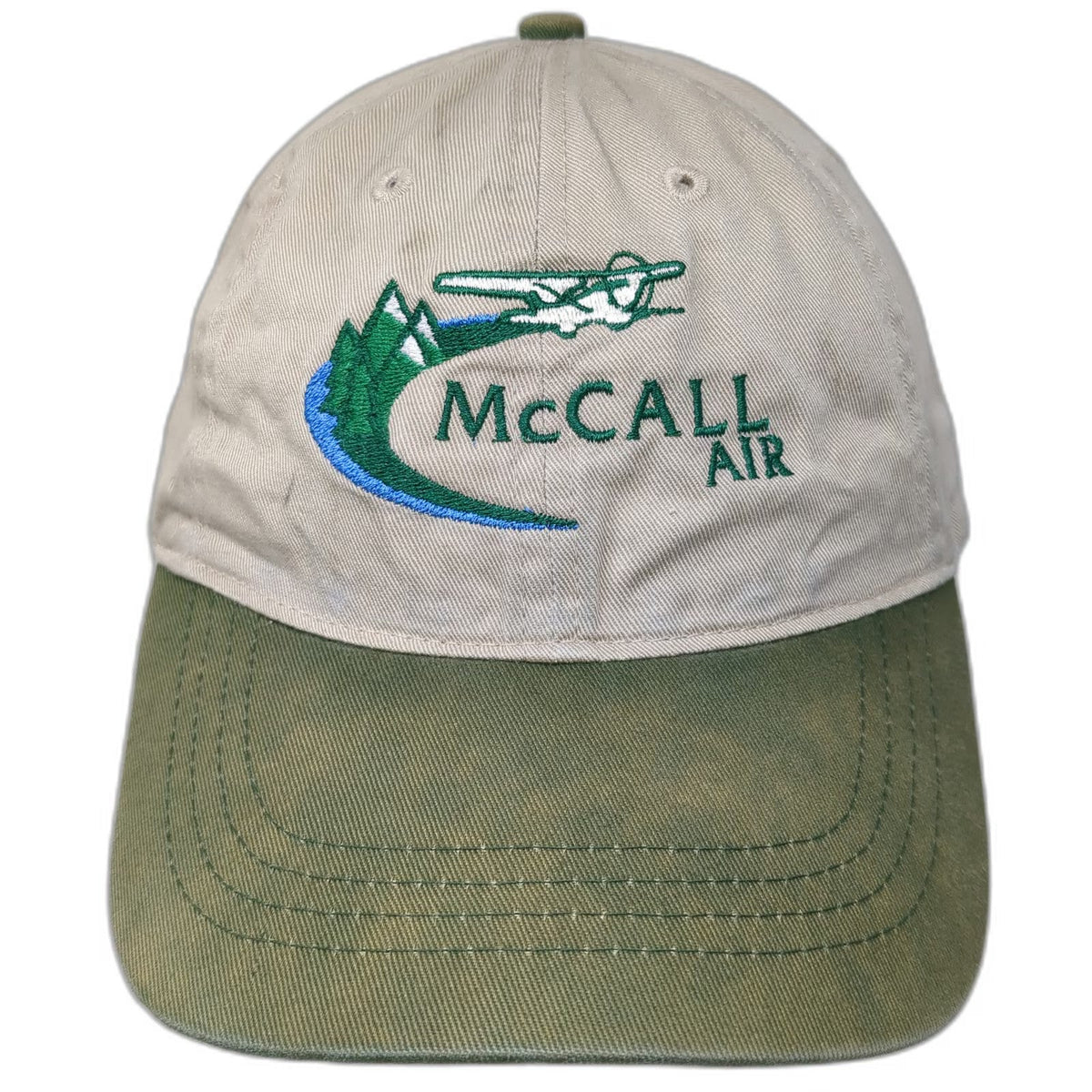 Otto McCall Air Baseball Cap Beige Green OSFM Embroidered Plane Mountains Hat