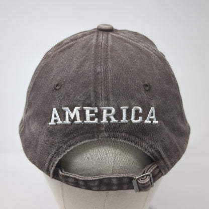 American Flag Slideback Baseball Cap Brown OS Adjustable Embroidered Patriotic