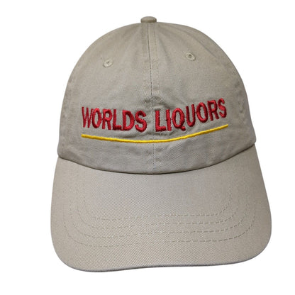 Worlds Liquors Slideback Hat Tan One Size Adjustable Embroidered Shell