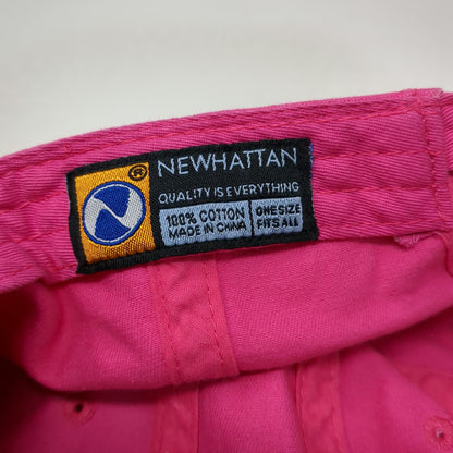 Newhattan Baseball Cap Pink One Size NYC Embroidery Slideback 100% Cotton Hat