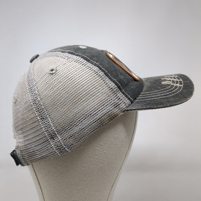 McIntire Saddlery Strapback Trucker Hat Gray OS Adjustable Distressed Mesh Back