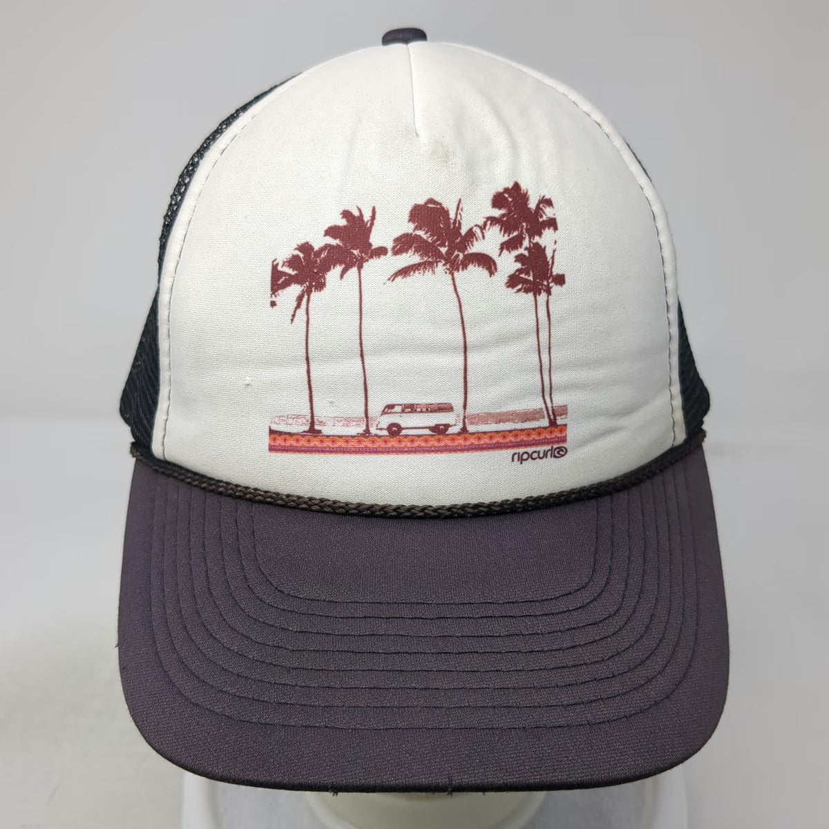 Rip Curl Trucker Hat Purple White One Size Palm Tree Van Surf Mesh Back Hat