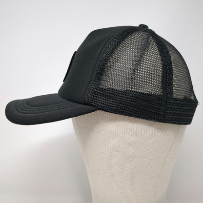 Black Trucker Hat One Size Mesh Back Snapback Octopus Patch Circular Logo
